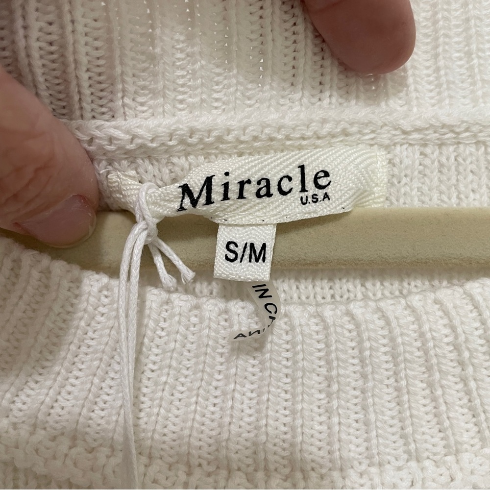 Miracle Crew Neck Cotton Sweater Womens M Relaxed Fit Cream NWT - Picture 5 of 10